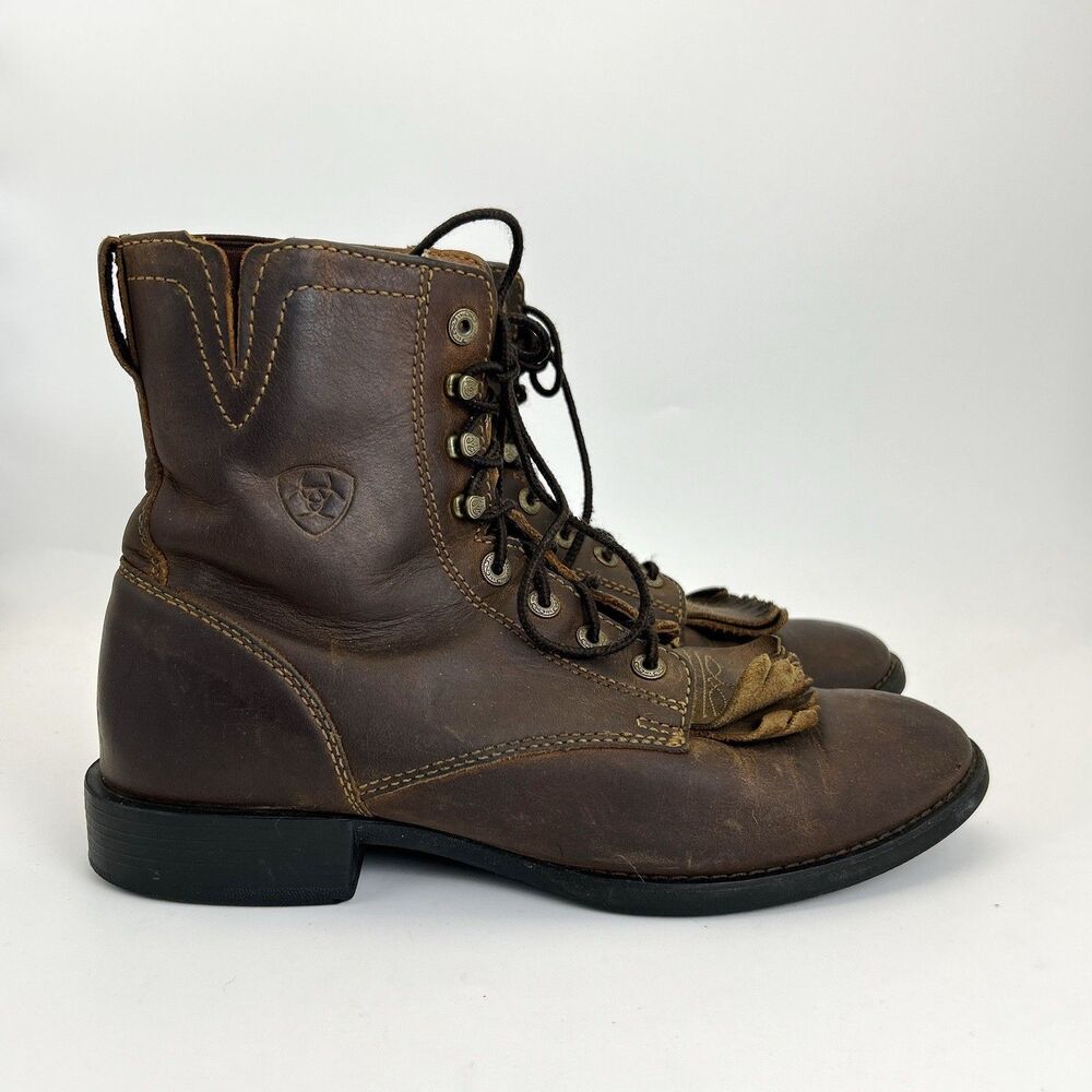 Ariat Heritage Lacer II Boots Womens Sz 7.5 B Brown Leather Western Ankle